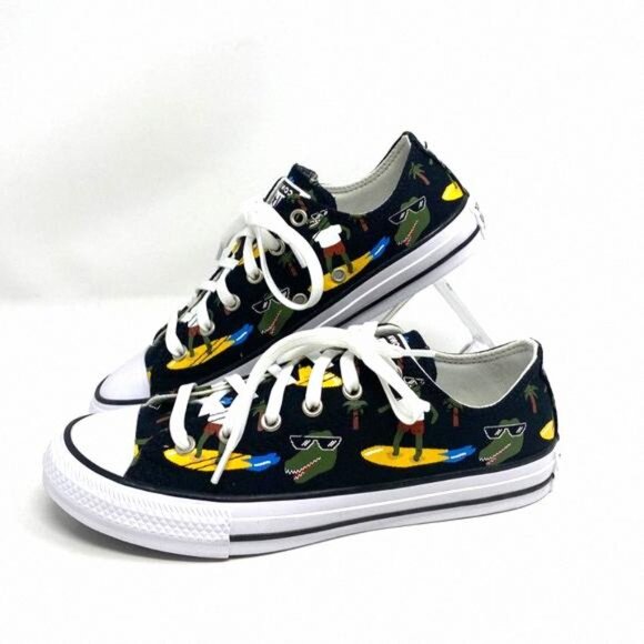 CONVERSE 671293F CTAS OX Croco Furf Black Canvas Unique Sneakers Top Low Women's - Picture 1 of 11